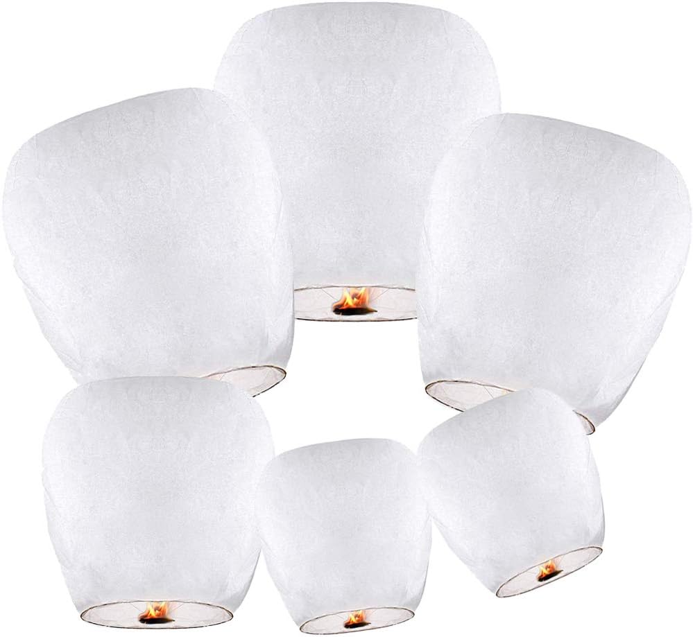 Chinese Lanterns (10 Pack-White) ECO Friendly 100% Biodegradable - Beautiful Lantern for White for Weddings, Birthdays, Memorials and Much More by Smeiker