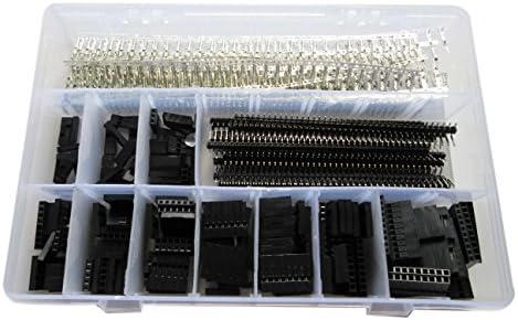 Fotag 635 Pcs 40 Pin 2.54mm Pitch Single Row Pin Headers Dupont Connector Housing Male/Female Pin Connector Assortment Kit
