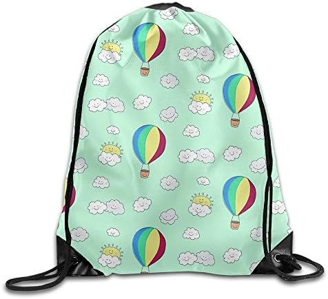 Hot Air Balloon Sky Cartoon2 Unisex Drawstring Backpack Travel Sports Bag Drawstring Beam Port Backpack