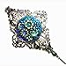 FILIGREE Stick Hat Pin VICTORIAN BLUE GREEN FLOWERS CAB Long Hatpin SILVER Plt