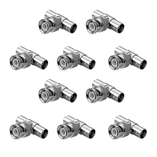 SIENOC 10 PCS T Type BNC Male to 2 Female Splitter Adapter Connector