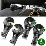 Kribin 4 Pack Car Headrest Hooks with Locking Design - Upgraded Universal Vehicle Organizer Car Back Seat Headrest Hanger Holder for Bag Purse Cloth Grocery - Black