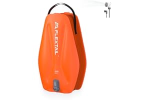 FLEXTAILGEAR Camping Shower Bag with Built-in Electric Pump, Portable Camp Shower, 5 Gallons Rechargeable Pressure Outdoor Shower Large Water Inlet