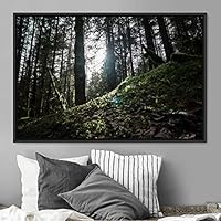 Framed Canvas Wall Art Rustic Woods Brown Dark Dramatic Forest Group Nature Photography Realism - 16x24 inches
