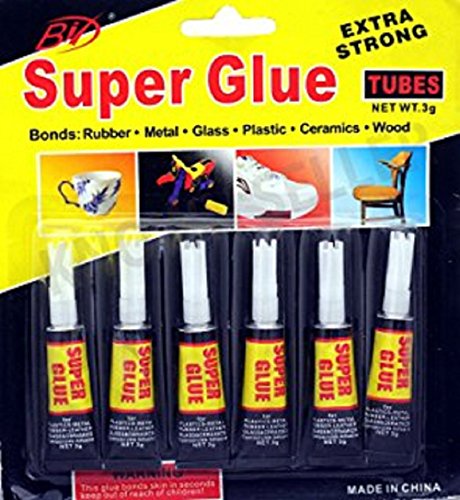 image for BEST PRODUCT 6 PACK SUPER GLUE EXTRA STRONG - BONDS - RUBBER, METAL, G