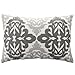PONY DANCE Decorative Throw Pillow Cover for Couch Rectangular Cotton Pillowcase Vintage Accent Embroidered Damask Cushion Cover Including Hidden Zipper Design,12 by 20 Inches,Gray Floral,1 Pack