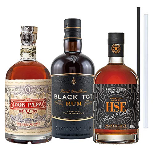 Don Papa Rum, Black Tot Rum, Black Sheriff Rum - 3er Rum Set | Rum aus Philipines, Mauritius, Karibik, inkl. 2…