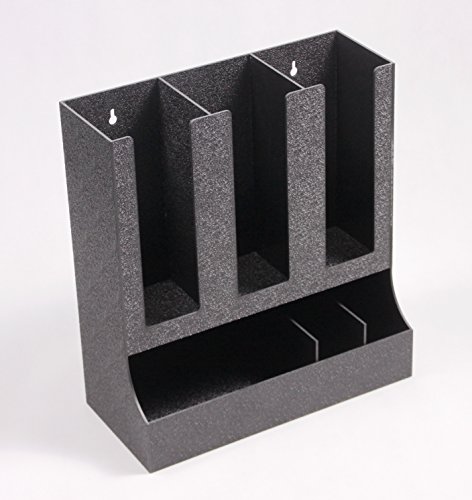 FixtureDisplays® Tabletop or Wall Mount Cup, Lid and Condiment Organizer, Black Dispenser 6 Compartments 19704