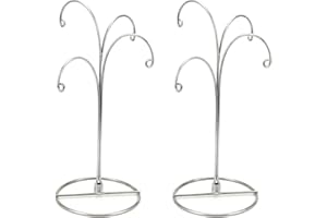 HOHIYA 12" Ornament Display Stand 4‑Arm Metal Hanging Holder for Christmas Glass Ball & Bauble Decor Stable Iron Base Display