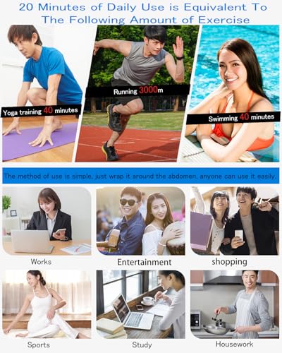 Abs Trainer Muscle Stimulator, Washable & Skin-Friendly Ab Toning Belt with 14 Pads, 8 Modes 30 Levels, USB Rechargeable, Portable Fitness EMS Muscle Stimulator for Men & Women, Home Office