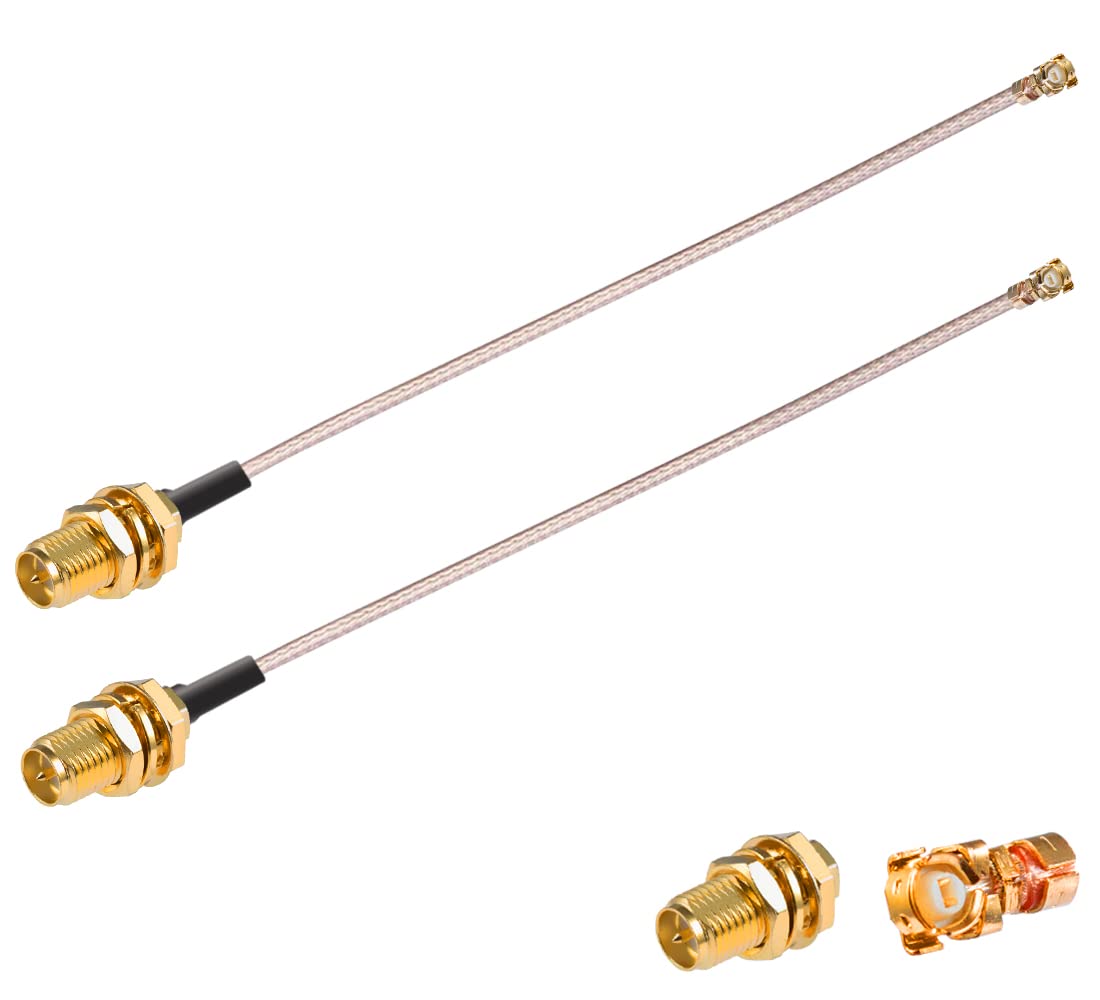 Vecys 2PCS U.F.L1 to RP-SMA Female Low Loss Coaxial Cable 6" /15CM U.F.L1 RG178 Coaxial Pigtail Cable for Wireless Routers Mini PCIE Network Cards PCI Wi-Fi WAN Repeater