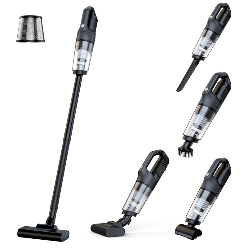 掃除機 コードレス Fochai【23000pa 強力吸引】5WAY 一人暮らし初のスティック電気掃除機 ハンディー クリーナー スティック 一クリーナー 5種類ノズル 軽量 Type-C充電式 HEPAフィルター多重濾過 布団用ブラシ付 低騒音 日本語取扱説明書 車用/家庭用 敬老の日 年末お掃除商品画像