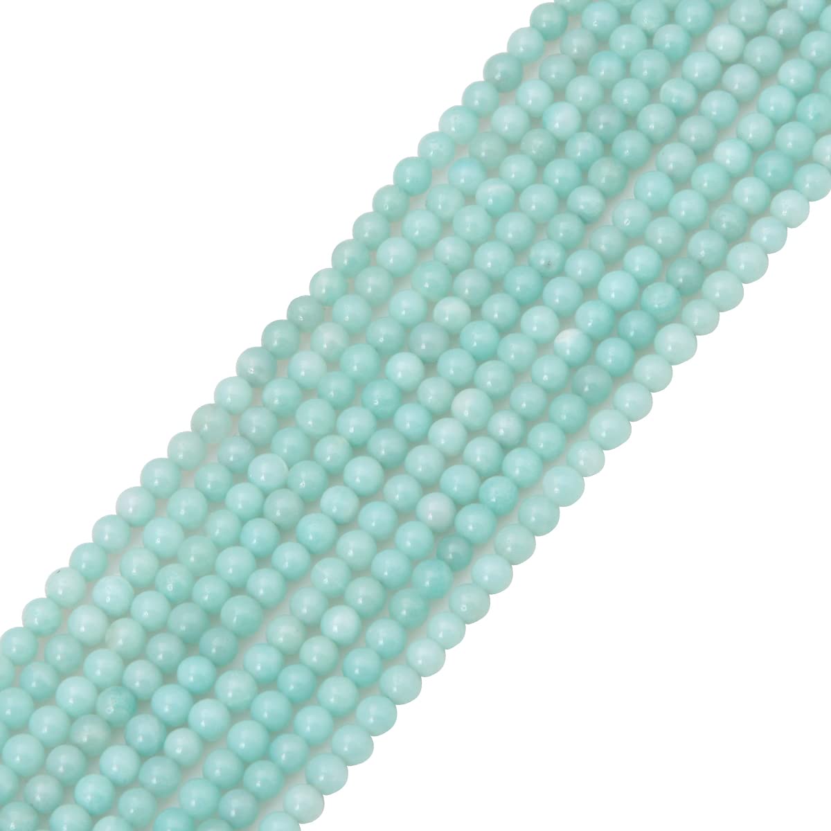 Gem-Inside 4mm Natural Pure Blue Amazonite Round Gmestone Semi Precious Beads for Jewellery Making Strand 15''
