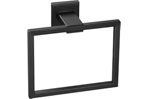 FadimiKoo Matte Black Towel Ring Towel Holder, SUS 304 Stainless Steel Hand Towel Rack for Bathroom, Modern Square-Shape Style