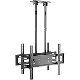 HILLPORT Ceiling TV Mount, 2 Screen Adjustable Hanging Double Suspension Bracket Fits Most 60-100 inch LCD LED OLED 4K TVs,Pole Ceiling Mount Supports up to 132lbs/Screen, Max VESA 900x600mm, T580-2