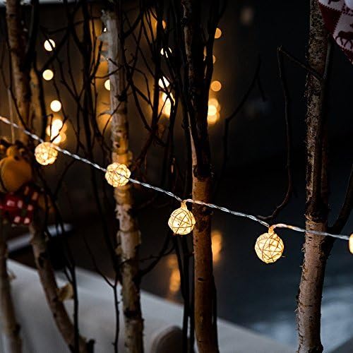 LED Globe Rattan Ball String Lights 13 Feet Length 40 Leds Battery Powered Fairy Lights for Indoor,Bedroom,Curtain,Patio,Lawn, Landscape,Fairy Garden,Home,Wedding,Holiday,Christmas Tree,Party