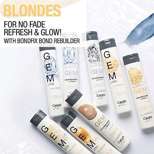 CELEB LUXURY GEM LITES COLORWASH, PROFESSIONAL SEMI-PERMANENT HAIR COLOR DEPOSITING SHAMPOO, CITRINE, 8.25 FL OZ