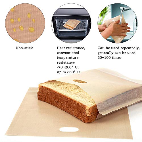 20 Pack Toaster Bags Reusable, YANSHON 3 Sizes Non-Stick Toast Bags for Heat Resistant - FDA Approved, Perfect for Grilled Cheese Sandwiches, Chicken, Pizza, Pastries, Panini - Thumbnail 5
