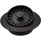 GZILA Garbage Disposal Strainer and Stopper with Decorative Disposal Flange in Black, Fit 3.5 Inch Standard Drain Hole