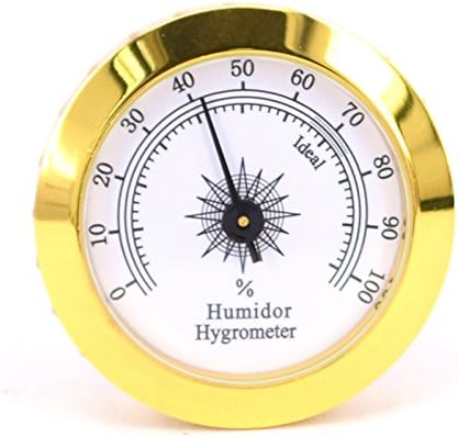 Eastweed Round Analog Hygrometer for Cigar Humidor Cabinets 50mm Diameter (Gold & Silver) (gold)