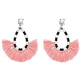 Women's Beaded Tassel Earrings Long Fringe Drop Bohemian Earings Dangle 7 Colors