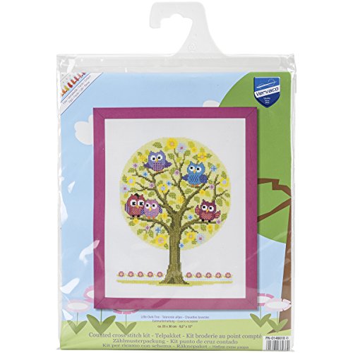 Vervaco Little Owls Tree on Aida Counted Cross Stitch Kit, 9