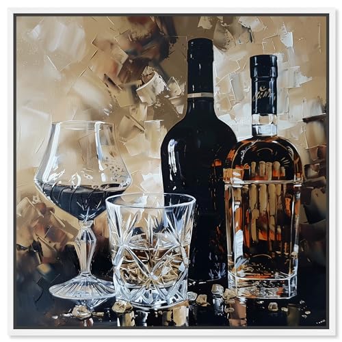Notoriart His Favorite Drink Framed Bar Cart Art For Men, 41" x 41", White Frame