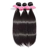 Rechoo 7A Grade Mixed Length Brazilian Remy Hair Extension Weave 3 Bundles 300g - Natural Black, (16