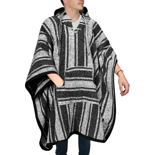 Photo 1 of Artisans Bazaar Baja Hoodie Mexican Poncho Drug Rug Style Serape Hippie Warm And Comfortable Aztec Wearable Blanket