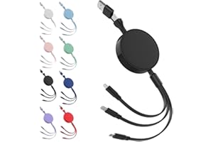 6 in 1 Retractable Charging Cable, 100W Multi Fast Charger Cord with Fast Charge Adapter, Retractable Car Charger with Type C