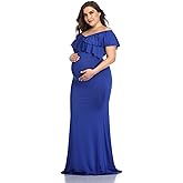Mommy Jennie Long Maternity Dress for Photoshoot Stretchy Pregnancy Ruffle Maxi Photography Dress for Baby Shower