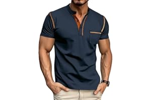 XYKJFIT Men's Henley Shirt Short Sleeve T-Shirt Casual Top Pullover Summer Lightweight Mens Tee Shirts with Button S-XXL
