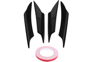 Keenso Front Bumper Spoilers Kit, 4Pcs ABS Carbon Fiber Car Body Front Bumper Splitter Fins, Black