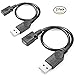 AFUNTA 2 Pack USB 2.0 Micro 5 Pin Female to Standard USB Male Extension Cable for Data Transfer -5 inch