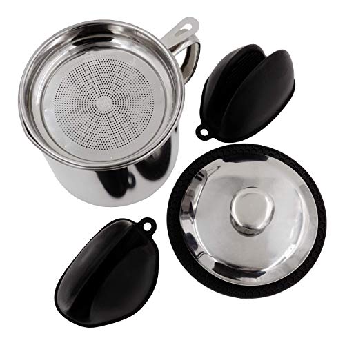 Bacon Grease Container with Strainer I Bacon Bin Silicone grease