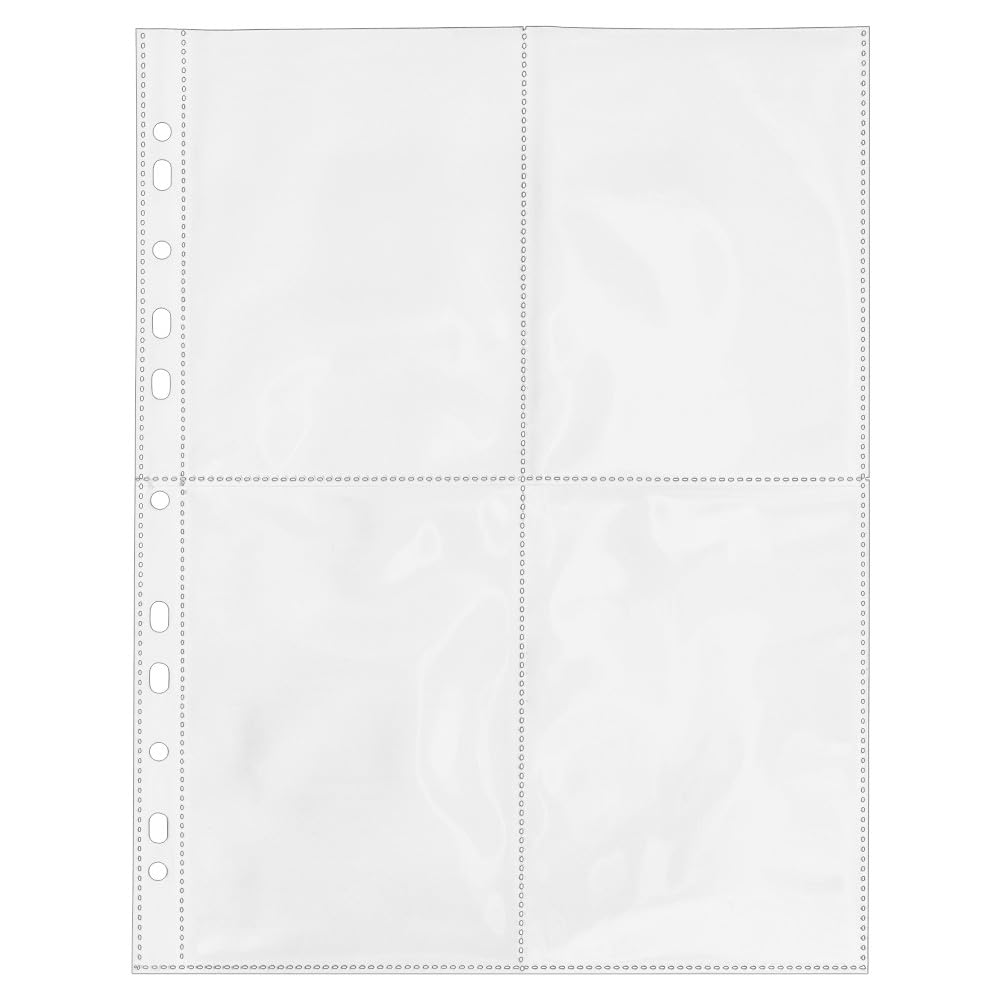Ideen mit Herz Collector Sleeves | Transparent Pockets | Document Sleeves | DIN A4 | 4 Split | 4 Compartments Each 10.8 x 15.2 cm | Crystal Clear | Pack of 50 | Photo Sleeves | Postcard Sleeves