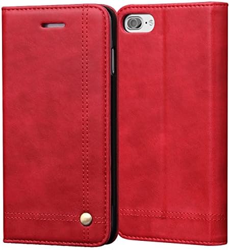 iPhone 7 PLUS Case, VVIA Leather Case for iPhone 7 Plus (5.5 inch), Classic Leather Wallet Cases Slim Folio Book Cover with Credit Card Slots, Cash Pocket, Stand Holder, Magnet Closure (Red)