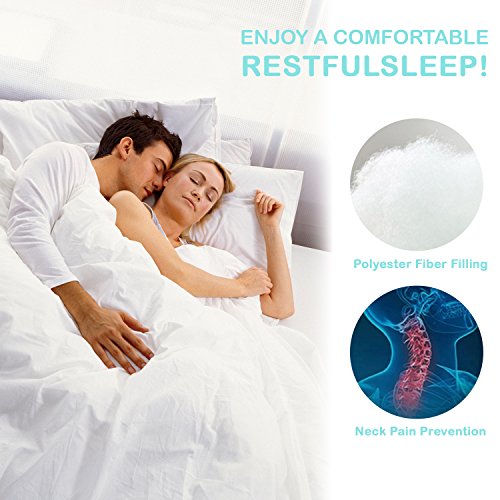 Pillow for Sleeping, 100% Cotton and Super Soft Plush Fiber Fill,Hypoallergenic & Dust Mite Resistant, Five-Star Hotel Collection Bedding Pillows, Standard 20’’x 26’’(Snow-white, 2 Pack)