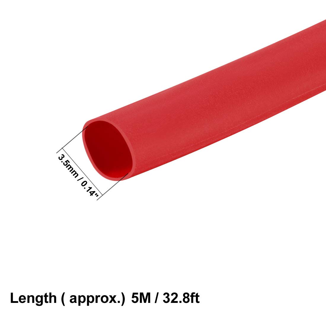 sourcing map Heat Shrink Tubing, 3.5mm Dia 2:1 Heat Shrink Wrap Cable Sleeve Heatshrink Tube 5m Length Red - Image 3