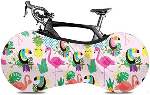 現金特価 フラミンゴを使用したタイル張りのトロピカル Zone自転車屋内収納カバー ホイールパンツチェーンガレージ 屋内アンチダストマウンテンバイク収納バッグ 大人の自転車 屋内マウンテンバイクカバー 自転車収納カバー