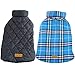 Kuoser Cozy Waterproof Windproof Reversible British Style Plaid Dog Vest Winter Coat Warm Dog Apparel for Cold Weather Dog Jacket for Small Medium Large Dogs with Furry Collar (XS - 3XL) Blue XXL