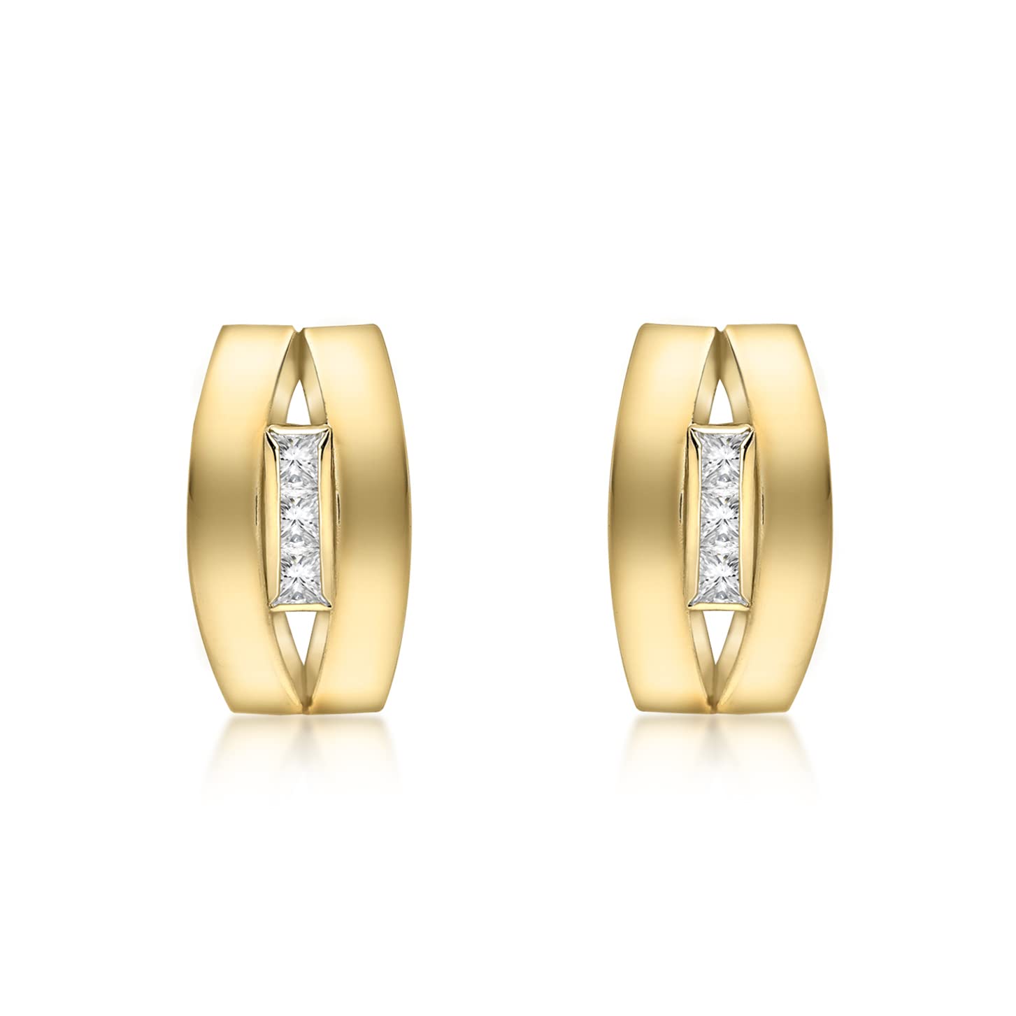 CARISSIMA Women's 9 ct Yellow Gold Cubic Zirconia Three Band Earrings