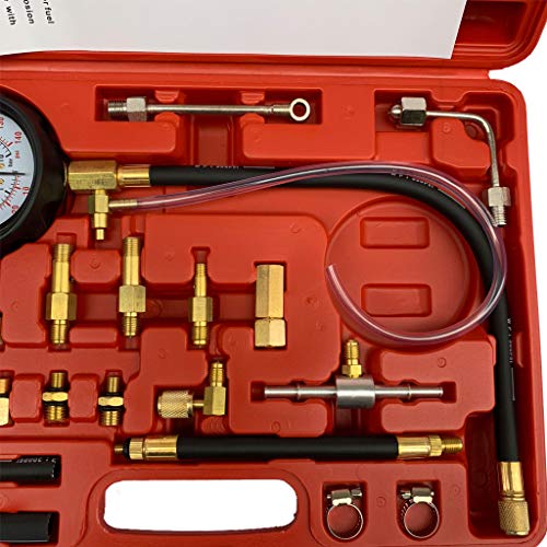 Aeanm Vehicle Vacuum Pressure Gauge, Hand Held Fuel Pump & Vacuum Tester Gauge Leak Carburetor Pressure Diagnostics with Case for Automotive (C) - Thumbnail 6