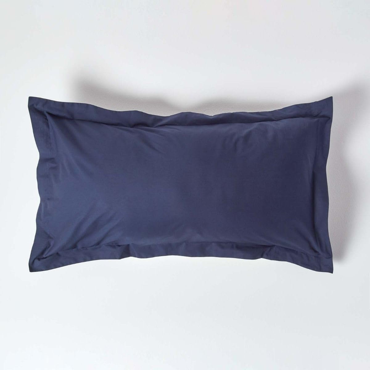 HOMESCAPES Navy Blue Pure Egyptian Cotton King Size Oxford Pillowcase 200 TC 400 Thread Count Percale Equivalent Pillow Case
