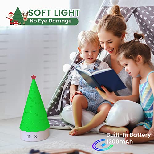 Nalezuns Nachtlicht für Kinder,Weihnachtsbaum Silikon nachtlicht mädchen, LED 7 Farben Fernbedienung Nachtlampe, Kinderzimmer Deko Spielzeug Schlaflichter baby nachtlicht Geburtstagsgeschenk