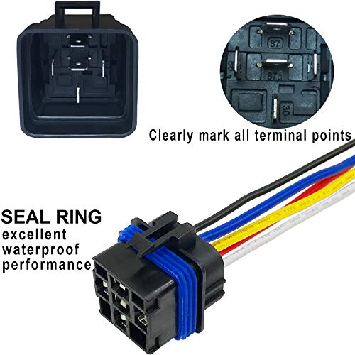 5 PACK 40/30 AMP 5 PIN SPDT Waterproof Relay 12 AWG Hot Wires Car 12V