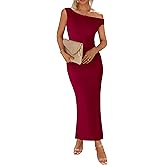 BTFBM 2026 Summer Wedding Guest Dresses for Women One Shoulder Bodycon Ruched Mesh Formal Cocktail Spring Fall Maxi Dress