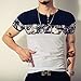 LOGEEYAR Men's Casual Slim Fit Short Sleeve Color Block Printing Henley T-Shirts A-White