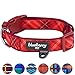 Blueberry Pet 7 Patterns Soft & Comfy Scottish Aileen Red Plaid Tartan Style Designer Padded Adjustable Dog Collar, Large, Neck 18