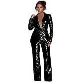 Women's Sequined Fashion Suit Set One Button 2 Piece Wedding Tuxedos Blazer Pants Prom Party Outfit
